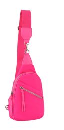12 pieces Nylon Crossbody Sling Purse With Front Zipper Pocket - Fuchsia - Shoulder Bags & Messenger Bags