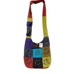 5 pieces Handmade Patchwork Hobo Bags With Zipper Pocket - Peace Sign Theme - Handbags