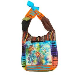 5 pieces Handmade RazoR-Cut Hobo Bags With Front Zipper Pocket - Tie Dye Butterfly Flower Bird - Handbags