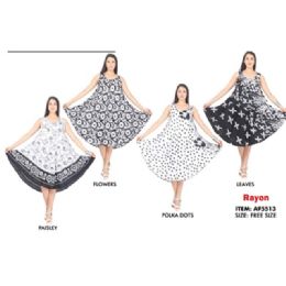 12 pieces of Black & White Collection Rayon Dresses - Assorted