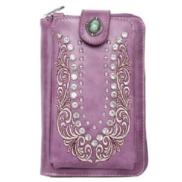 12 pieces Montana West American Bling Embossed Crossbody Wallet Purse - Purple - Shoulder Bags & Messenger Bags