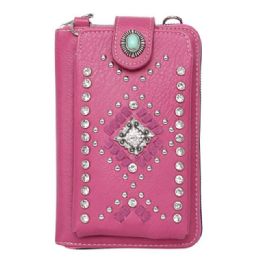 12 pieces Montana West American Bling Southwestern Collection Crossbody Wallet Purse - Pink - Shoulder Bags & Messenger Bags