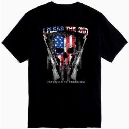 12 pieces "i Plead The 2nd" Usa Skull T-Shirts - Black Xxl - Patriotic Tees