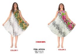 12 pieces of Rayon V-Neck Flower Print Dresses - Assorted