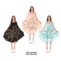12 pieces of Rayon Multicolor Leaf & Flower Dresses - Assorted