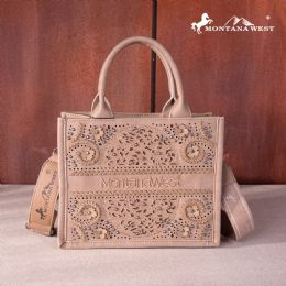 12 pieces Montana West Embossed Floral Tote/crossbody - Khaki - Tote Bags & Slings