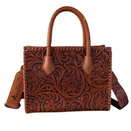 12 pieces Montana West Embossed Floral Tote/crossbody - Brown - Tote Bags & Slings