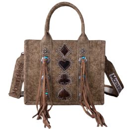 12 pieces Montana West Fringe Mariposa Concho Collection Tote - Khaki - Tote Bags & Slings