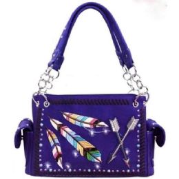 12 pieces Western Feathers & Arrows Purse - Purple - Leather Purses and Handbags