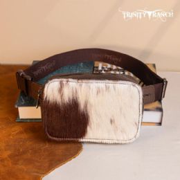 12 pieces Trinity Ranch Genuine HaiR-On Cowhide Belt Bag - Coffee - Fanny Pack