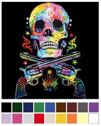 12 pieces Colorful Skull & Guns Heat Transfers - 10.5'' X 14.5'' - Sewing Supplies