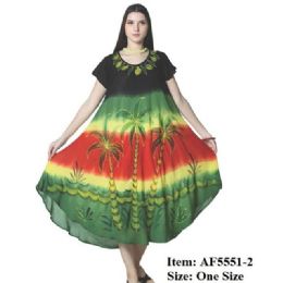 12 pieces of Rayon Tropical Rasta Tie Dye Brush Paint Dresses