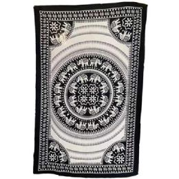 5 pieces Black & White Elephant Mandala Tapestries - Wall Decor