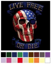 12 pieces "live Free Or Die" Usa Flag Skull Heat Transfers - 14.5'' X 14.5'' - Sewing Supplies