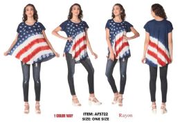 12 pieces of Rayon Usa Star & Stripes Tie Dye Tops