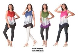 12 pieces of Rayon TwO-Tone Tie Dye Tops - Assorted