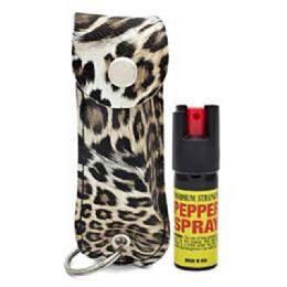 12 pieces Cheetah Print Cheetah Keychain Pepper Spray - 0.5 oz - Key Chains