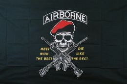 12 pieces "airborne" Skull & Rifles Flags - 3ft X 5ft - Flag