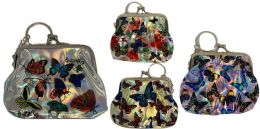 12 pieces Glossy Butterfly Coin Purses - Assorted - Leather Purses and Handbags