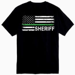 12 pieces Black Color Tshirt Sheriff Flag Plus Size - Retro Tees