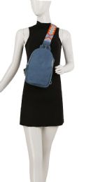 12 pieces Unisex Crossbody Sling Purse With Embroidered Guitar Strap - Classic Denim - Shoulder Bags & Messenger Bags