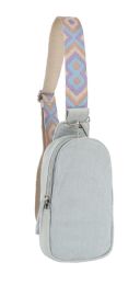 12 pieces Unisex Crossbody Sling Purse With Embroidered Guitar Strap - Light Denim - Shoulder Bags & Messenger Bags