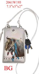 12 pieces Horse Embroidery Phone Wallet - Beige - Leather Wallets