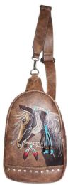 12 pieces Rhinestone Horse Embroidery Crossbody - Brown - Shoulder Bags & Messenger Bags