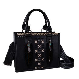 12 pieces Montana West Feather Collection Tote/crossbody - Black - Tote Bags & Slings