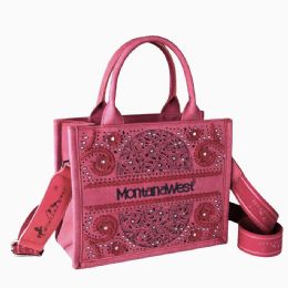 12 pieces Montana West Embossed Floral Tote/crossbody - Pink - Tote Bags & Slings