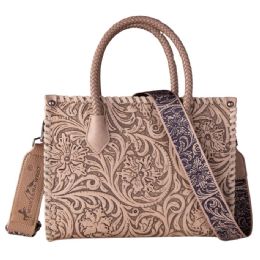 12 pieces Montana West Embossed Floral Tote/crossbody - Tan - Tote Bags & Slings
