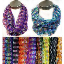 12 pieces of Fish Net Open Thread Multicolor Infinity Circle Scarves