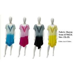 12 pieces of Rayon Crepe Raglan Sleeve Umbrella Dresses - Assorted