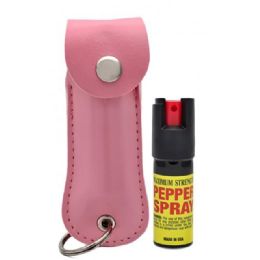 12 pieces Pink Cheetah Keychain Pepper Spray - 0.5 oz - Key Chains