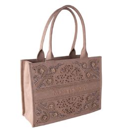 12 pieces Montana West Embossed Floral Tote - Khaki - Tote Bags & Slings