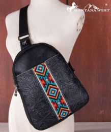 12 pieces Montana West Aztec Embroidery Crossbody Bag - Black - Shoulder Bags & Messenger Bags