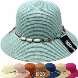 12 pieces Ladies Summer Sun Hats With Beads - Sun Hats