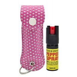 12 pieces Pink Bling Cheetah Keychain Pepper Spray - 0.5 oz - Key Chains