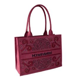 12 pieces Montana West Embossed Floral Tote - Burgundy - Tote Bags & Slings