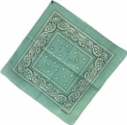 12 pieces Mint Paisley Fabric Bandanas - Bandanas