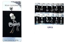 96 Wholesale 12 Pcs Body Piercing Jewelry - Assorted