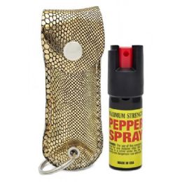 12 pieces Golden Glitter Cheetah Keychain Pepper Spray - 0.5 oz - Key Chains