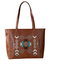 12 pieces Montana West Embroidered Collection Concealed Carry Tote - Brown - Tote Bags & Slings