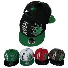 12 Wholesale Kush Leaf With Shadow Flat Bill Snapback Hats/caps