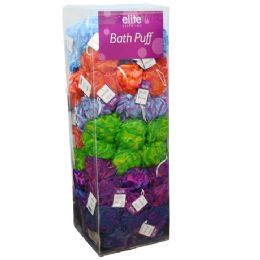120 Pieces Elite Essentials 120-Piece Elite Bath Puff Pvc Display - Loofahs & Scrubbers