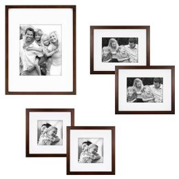 5pc WALNUT GALLERY WOOD FRAME SET - Picture Frames