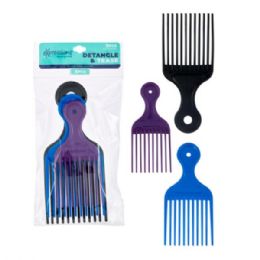 24 pieces 3 Piece Pick Combs - Hair Brushes & Combs