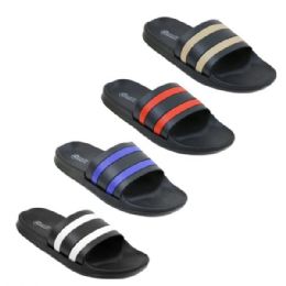 Wholesale Footwear Men's Horizontal Striped Slides In Sizes 7-12- No ca