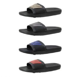 Wholesale Footwear Men's Assorted Striped Slides In Sizes 7-12- No ca