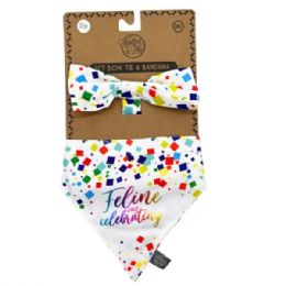 24 pieces Pet Bow Tie And Small Bandana Set Confetti Feline Life Celebrating - Streamers & Confetti